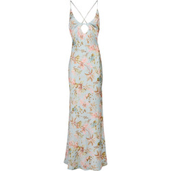 Trilogy Melody Maxi Καλοκαιρινό Φόρεμα για Γάμο / Βάπτιση Floral Σατέν Πράσινο Mint TRSS25065