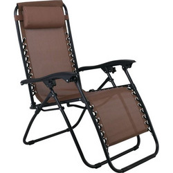 Woodwell Super Relax Ξαπλώστρες Πολυθρόνες Παραλίας Μεταλλικές Πτυσσόμενες με Μαξιλάρι 2τμχ Καφέ Ε6181