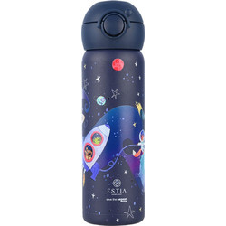 Estia Wonder Bottle Save Τhe Aegean Solar Jump Παιδικό Παγούρι Θερμός Ανοξείδωτο με Καλαμάκι Μπλε 500ml