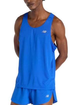 New Balance Run Singlet Ανδρικό Αθλητικό T-Shirt Μπλε MT41220-BUM
