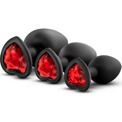 Blush Luxe Bling Σετ Πρωκτικές Σφήνες Diamond Plugs Κόκκινες Μαύρες 3τμχ