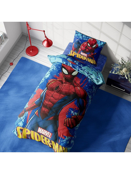 Dimcol Spider-Man 710 Σετ Παιδική Παπλωματοθήκη Μονή Βαμβακερή 160x240 Royal Blue