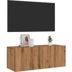 vidaXL Κρεμαστό Έπιπλο Τηλεόρασης Ξύλινο Oak Μ80xΠ30xΥ30cm 856017
