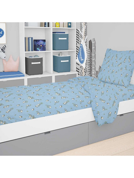Dimcol Birds 14 Παιδική Παπλωματοθήκη Μονή Φανελένια 160x240 Γαλάζια