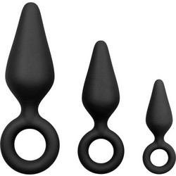 EasyToys with Pull Ring Σετ Πρωκτικές Σφήνες Μαύρες 3τμχ