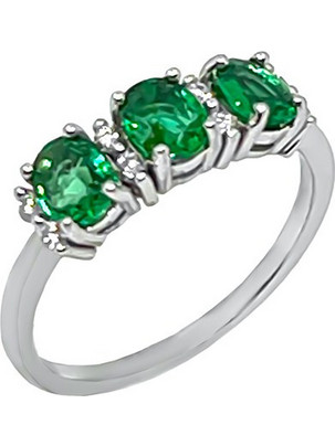 Million Diamonds Γυναικείο Δαχτυλίδι Σειρέ Μισόβερο από Λευκόχρυσο 18K με Διαμάντι & Σμαράγδι RL22723