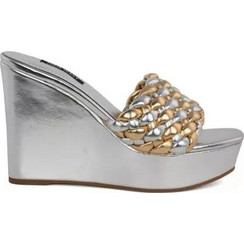 Nine West KAT 3 Καλοκαιρινές Γυναικείες Πλατφόρμες Πολύ Ψηλές Ασημί
