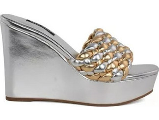 Nine West KAT 3 Καλοκαιρινές Γυναικείες Πλατφόρμες Πολύ Ψηλές Ασημί
