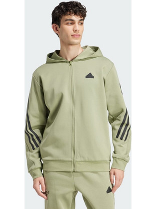 Adidas Ανδρική Ζακέτα Φούτερ με Κουκούλα και Φερμουάρ Χακί IY7688