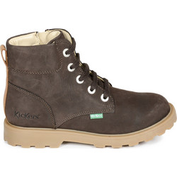 Kickers Παιδικά Αρβυλάκια Καφέ Δερμάτινα με Φερμουάρ & Σκρατς 1233050-30-92-J