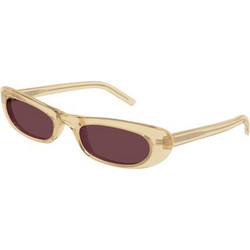 Saint Laurent SL557 007 Γυναικεία Γυαλιά Ηλίου Ορθογώνια Κοκάλινα Μπεζ με Καφέ Φακό