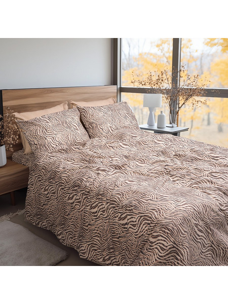 Beauty Home Σετ Σεντόνια King Size Φανελένια 270x260 Matisse Art 12335 Μπεζ