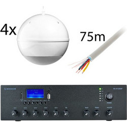 Monacor 4x WHD KL 1603/2-T25 + Monacor PA-812DAP Σετ Ηχεία Οροφής 120W με Bluetooth Λευκά