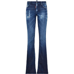 Dsquared2 Γυναικείο Τζιν Παντελόνι Slim Εφαρμογή Καμπάνα με Σκισίματα Μπλε S75LB1077D30010-470