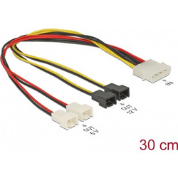 DeLOCK 83343 Καλώδιο Τροφοδοσίας 4-Pin Molex Male to 4 x 2-Pin Fan Male 0.3m Multicolor