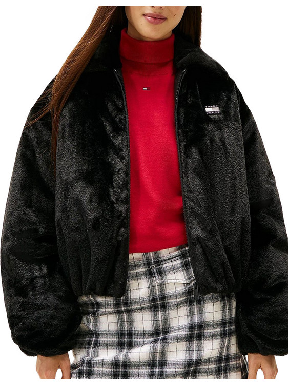 Tommy Jeans Γυναικεία Γούνα Κοντή Μαύρη DW0DW21669-BDS