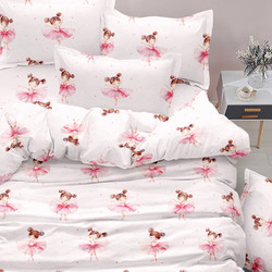 Borea Σετ Παιδικά Σεντόνια Μονά Βαμβακερά 160x250 Balletto White Pink 3τμχ