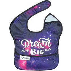 Tiny Twinkle Dream Big Αδιάβροχη Σαλιάρα Υφασμάτινη με Αυτοκόλλητο & Τσέπη 6m+ Μωβ
