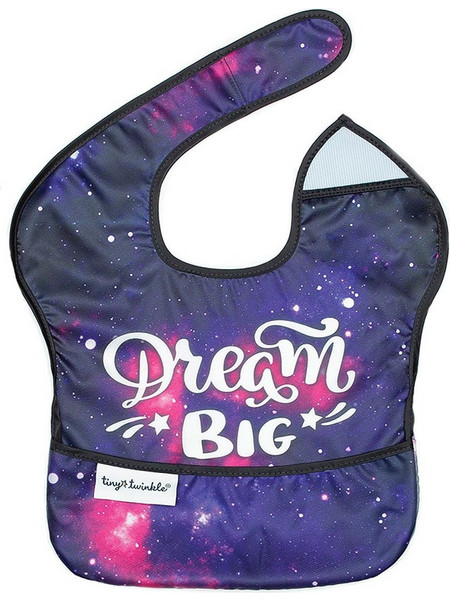 Tiny Twinkle Dream Big Αδιάβροχη Σαλιάρα Υφασμάτινη με Αυτοκόλλητο & Τσέπη 6m+ Μωβ