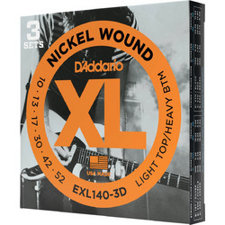 D'Addario EXL140 3-Pack Σετ 6 Χορδές Ηλεκτρικής Κιθάρας Nickel Plated Steel 10-52" Mixed Tension