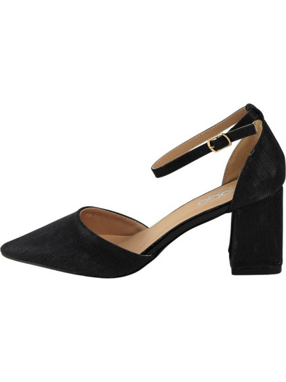 GoGo Shoes Γόβες με Χοντρό Ψηλό Τακούνι & Μπαρέτα Μαύρες 89-73