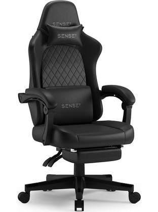 SENSE7 DEVON Καρέκλα Gaming Δερματίνης με Ρυθμιζόμενα Μπράτσα και Υποπόδιο Μαύρη 5902659848017