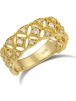 Million Diamonds Γυναικείο Δαχτυλίδι Σειρέ Μισόβερο από Xρυσό 14K με Διαμάντι RK22969