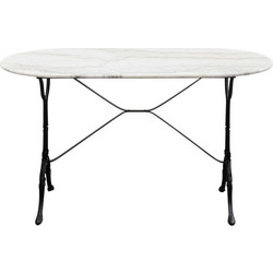 Kare Design Bistro Οβάλ Τραπεζάκι Κήπου Μαρμάρινο Μαύρο Λευκό 120x60x72cm 87368