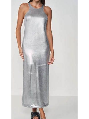 Collci Midi Βραδινό Φόρεμα Ασημί CLC.1S5.030.137
