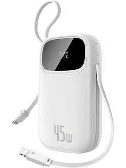 Baseus Enerfill FC31 Qpow 3 Power Bank 10000mAh 45W με Θύρα USB-A & Θύρα USB-C Moon White