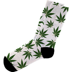 Dimisocks Do You Dare Weed Ανδρικές Κάλτσες Ψηλές με Σχέδια Λευκές 60081
