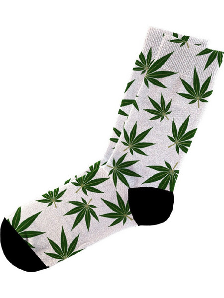 Dimisocks Do You Dare Weed Ανδρικές Κάλτσες Ψηλές με Σχέδια Λευκές 60081