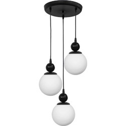Heronia Lighting Κρεμαστό Φωτιστικό Οροφής Μπάλα Τρίφωτο Μαύρο 02-0483