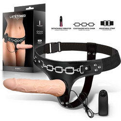 LateToBed Ribbo Harness Strap On με Dildo 19cm & Δόνηση Flesh