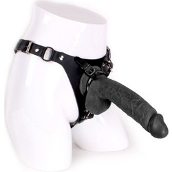 Kiotos Cox Leather Harness Strap On με Dildo 24cm Μαύρο