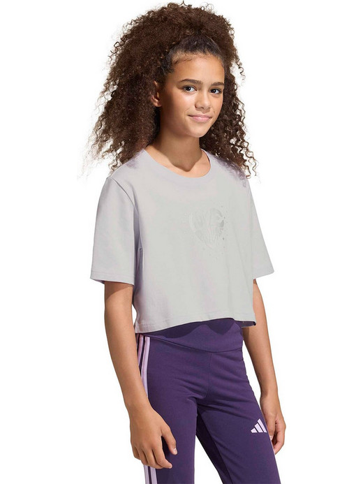 Adidas Παιδικό Crop Top Κοντομάνικο Γκρι KA2971