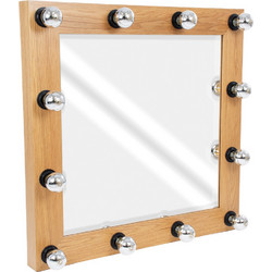 Globostar Καθρέπτης Μακιγιάζ Τοίχου με Φως 80x80cm Μπεζ Δρυς