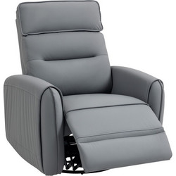 HOMCOM Πολυθρόνα Relax Ανακλινόμενη Δερμάτινη Γκρι 83B-593V00GY