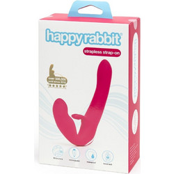 Happy Rabbit Strapless Strap On 20cm με Δόνηση Ροζ