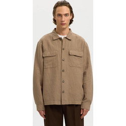 Selected Ανδρικό Πουκάμισο Βαμβακερό Μακρυμάνικο Overshirt Καφέ 16096369