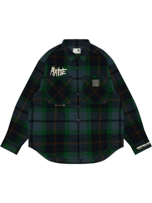 Aape by A Bathing Ape Ανδρικό Πουκάμισο Βαμβακερό Καρό Μακρυμάνικο Κανονική Γραμμή Πράσινο AAPSTM8504