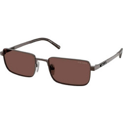 Prada PRD54S 22J80T Ανδρικά Γυαλιά Ηλίου Τετράγωνα Μεταλλικά Ασημί με Καφέ Φακό