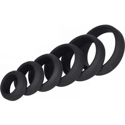 Kinksters Silicone Cock Ring Σετ Ελαστικά Δαχτυλίδια Πέους & Όρχεων Σιλικόνης 5.8cm Μαύρα 6τμχ