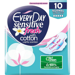 EveryDay Sensitive Fresh Normal Ultra Plus Σερβιέτες με Φτερά για Αυξημένη Ροή 5 Σταγόνες από Βαμβάκι 10τμχ