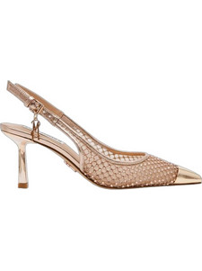 Steve Madden Γόβες Slingback Δερμάτινες με Λεπτό Ψηλό Τακούνι & Στρας Ροζ Χρυσές SM11003536