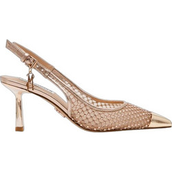 Steve Madden Γόβες Slingback Δερμάτινες με Λεπτό Ψηλό Τακούνι & Στρας Ροζ Χρυσές SM11003536