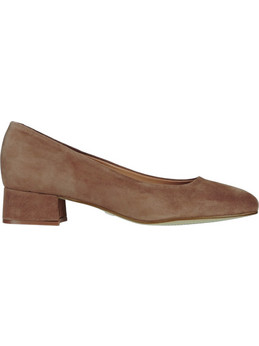 JB Martin Virginia Γόβες Suede με Χοντρό Χαμηλό Τακούνι Καφέ AHJ409-44