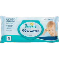 Pampers Μωρομάντηλα με Νερό Χωρίς Οινόπνευμα Άρωμα & Parabens 60τμχ