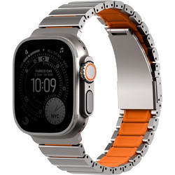 Uniq Strova Λουράκι Μεταλλικό Silver / Orange (Apple Watch 42 / 44 / 45mm)