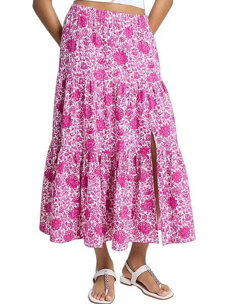 Michael Kors Μίντι Φούστα Υφασμάτινη Floral Ροζ MS670M7KNG-653